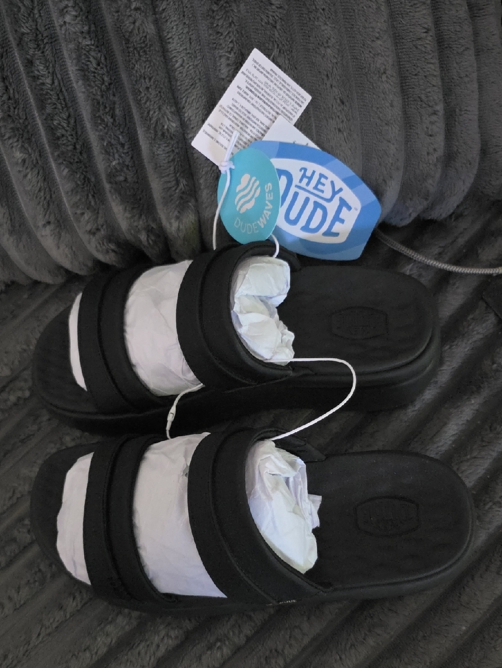 Hey Dude Black Dual-Strap Slide Sandals